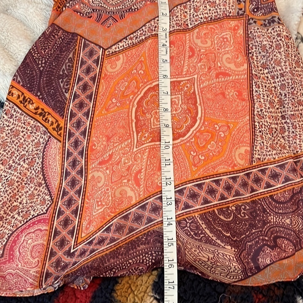 Divine Heritage Orchid Paisley Neck Tie Mini Dress SMALL Patchwork Boho Bin 4 - Picture 12 of 13
